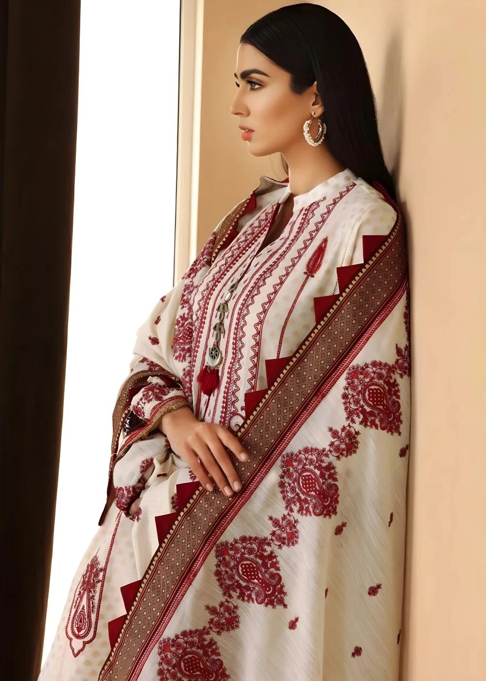 Jacquard Embroidered Suit With Jacquard Lace Dobby Dupatta MJ-73