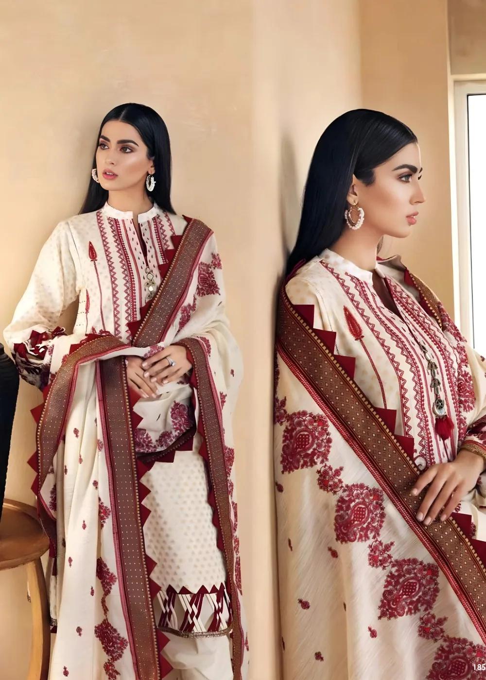 Jacquard Embroidered Suit With Jacquard Lace Dobby Dupatta MJ-73