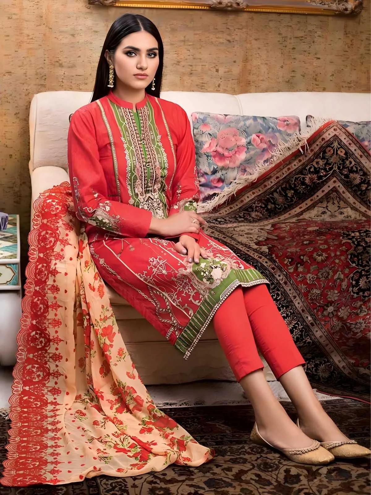 Embroidered Digital Printed Lawn Shirt With Embroidered Digital Printed Chiffon Dupatta BCT-45