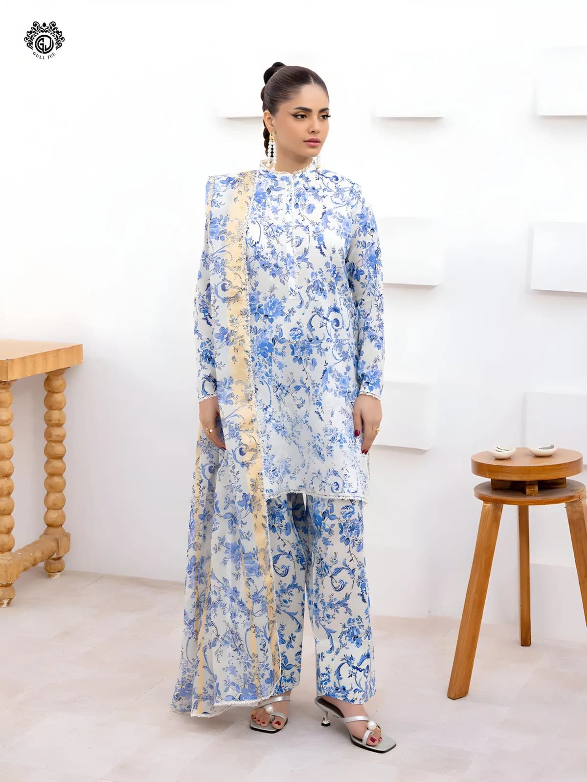 Gulljee Lawn Collection Sale Luxurious Digital Printed Embroidered Lawn Suit GZI2602A2 - Askani Group