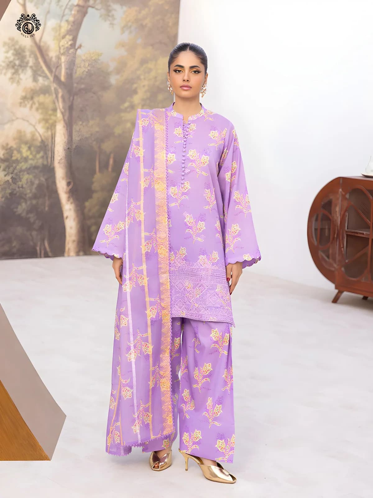 Gulljee Lawn Collection Sale Luxurious Digital Printed Embroidered Lawn Suit GZI2602A12 - Askani Group