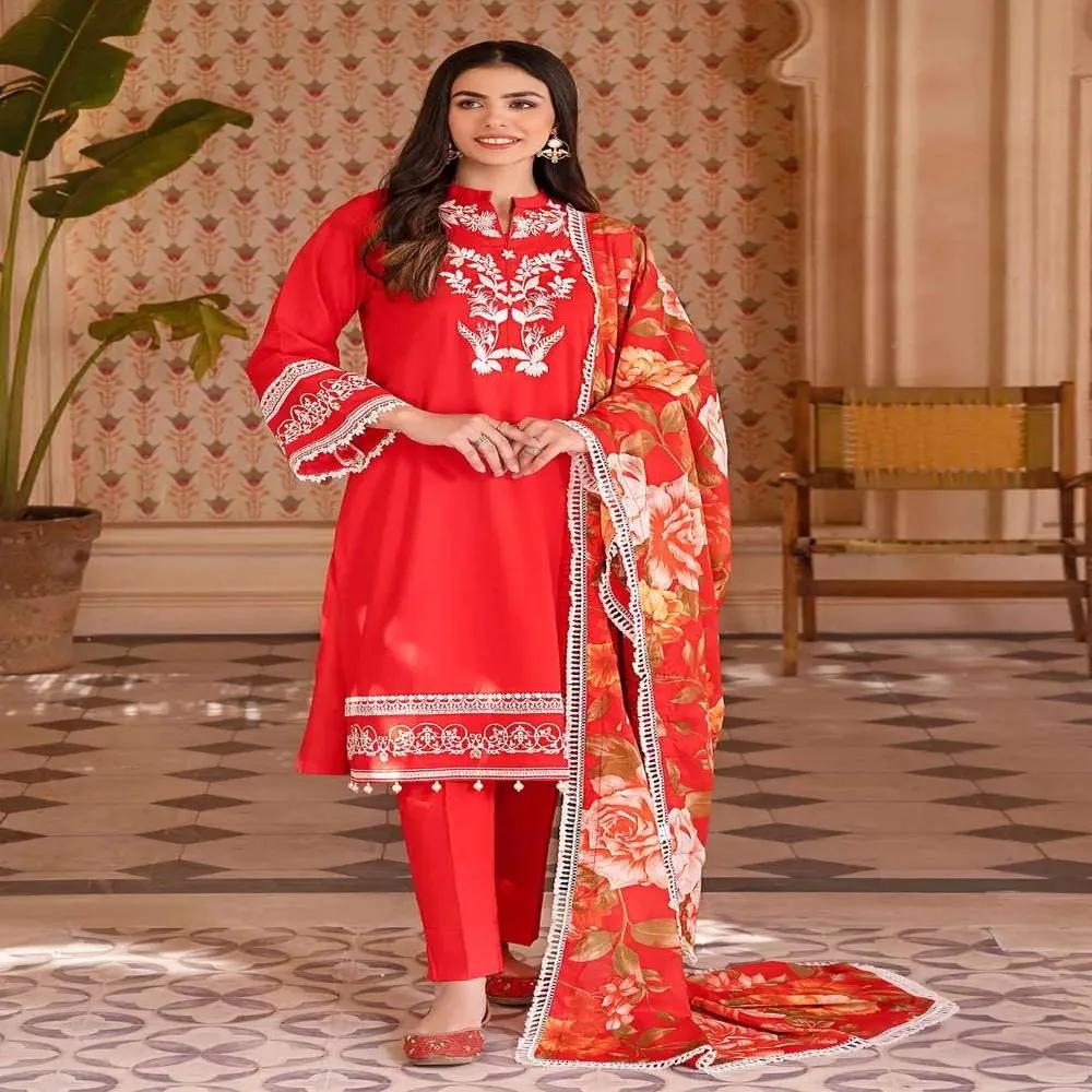 3PC Embroidered Lawn Unstitched Digital Printed Suit With Laces and Digital Printed Denting Lawn Dupatta DN-32063 by Gul Ahmed