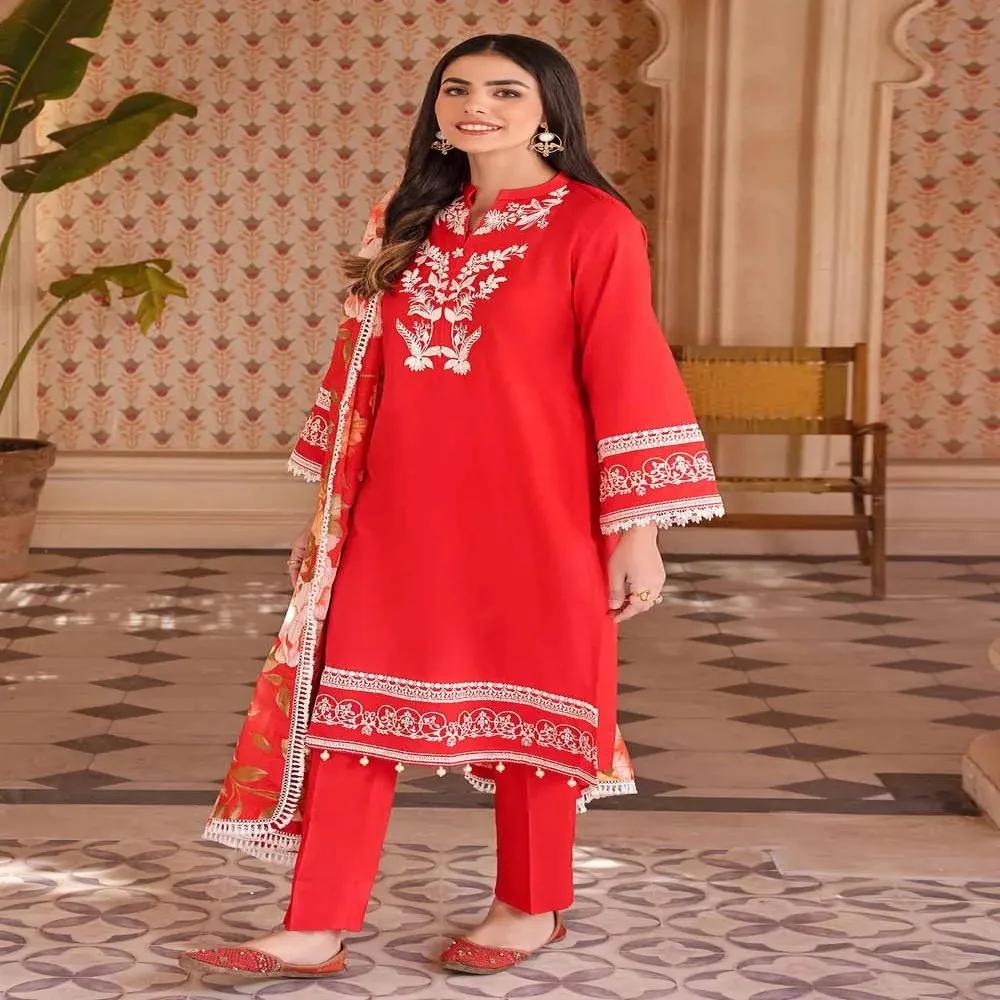 3PC Embroidered Lawn Unstitched Digital Printed Suit With Laces and Digital Printed Denting Lawn Dupatta DN-32063 by Gul Ahmed