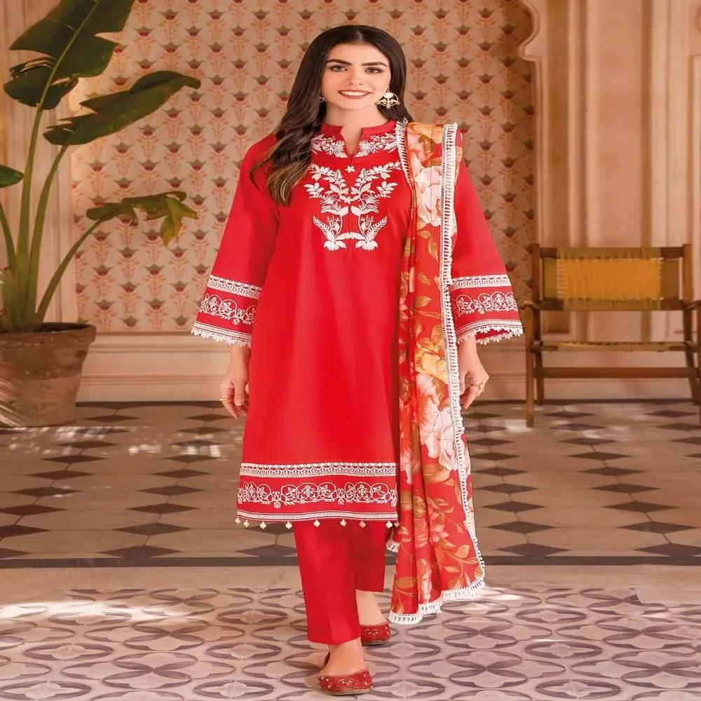 3PC Embroidered Lawn Unstitched Digital Printed Suit With Laces and Digital Printed Denting Lawn Dupatta DN-32063 by Gul Ahmed