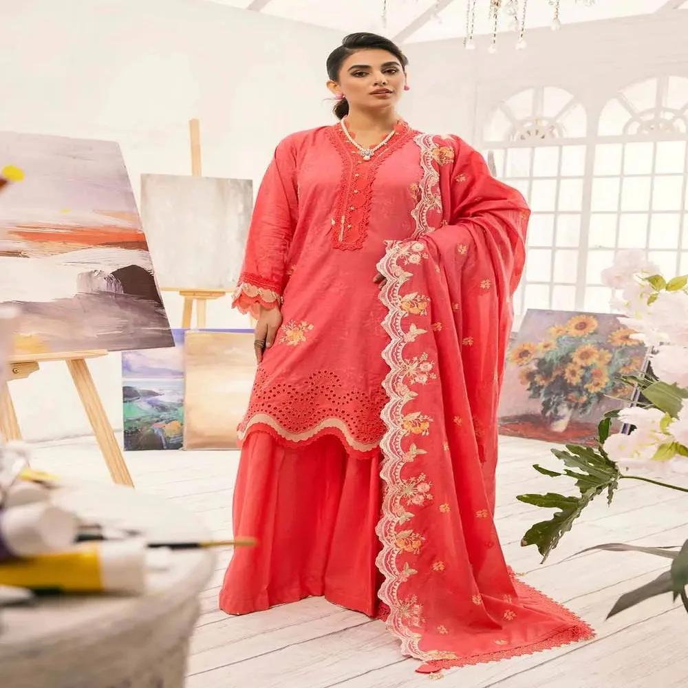 3PC Embroidered Lawn Unstitched Lacquer Printed Suit With Embroidered Denting Lawn Dupatta DN-32010 by Gul Ahmed