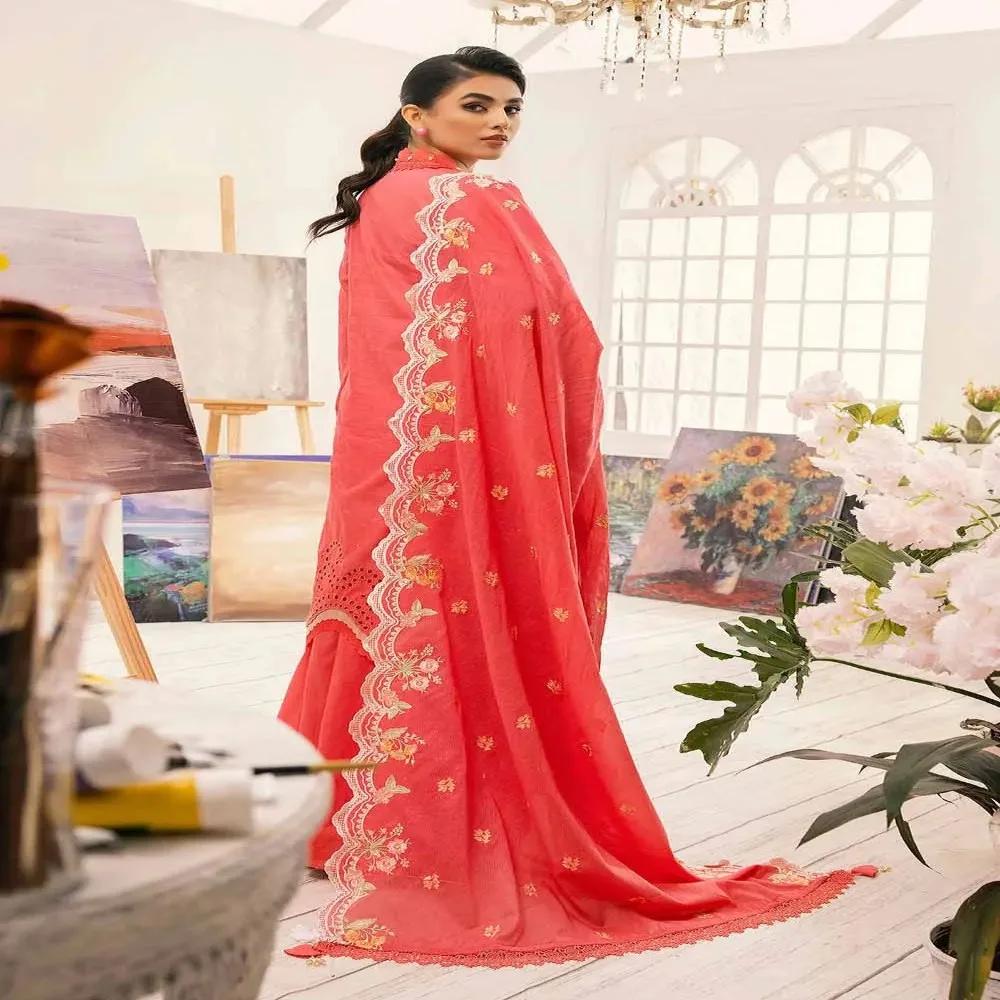 3PC Embroidered Lawn Unstitched Lacquer Printed Suit With Embroidered Denting Lawn Dupatta DN-32010 by Gul Ahmed