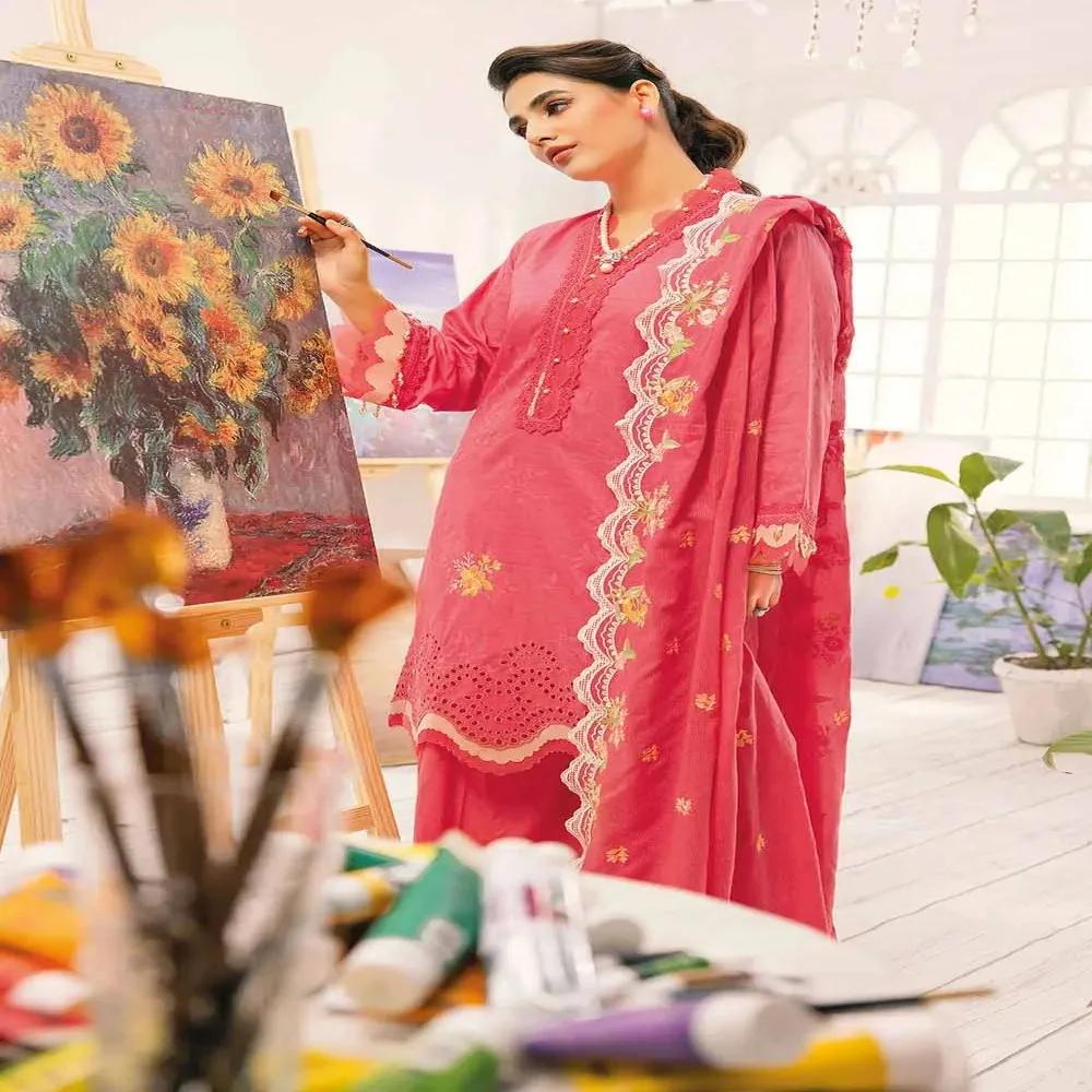3PC Embroidered Lawn Unstitched Lacquer Printed Suit With Embroidered Denting Lawn Dupatta DN-32010 by Gul Ahmed