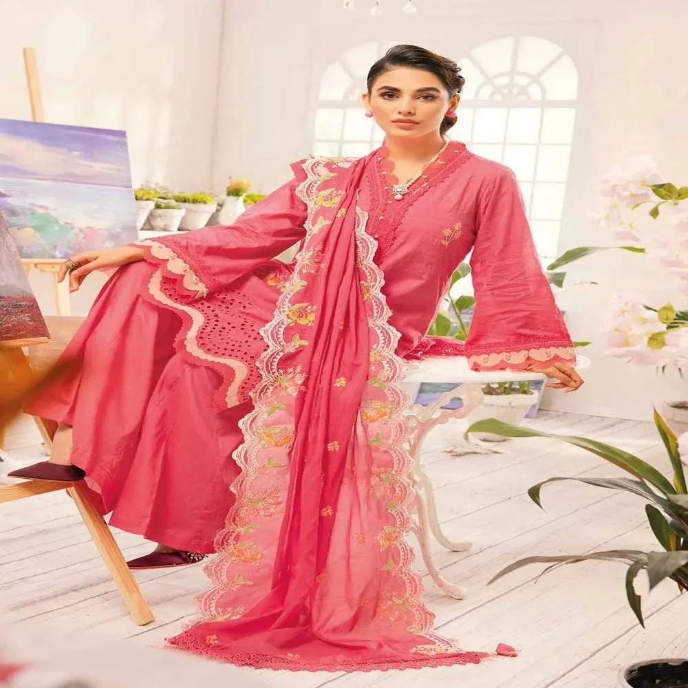 3PC Embroidered Lawn Unstitched Lacquer Printed Suit With Embroidered Denting Lawn Dupatta DN-32010 by Gul Ahmed