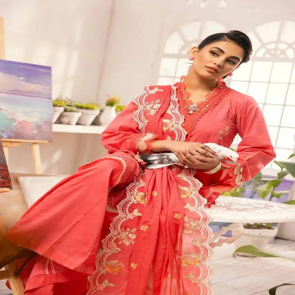 3PC Embroidered Lawn Unstitched Lacquer Printed Suit With Embroidered Denting Lawn Dupatta DN-32010 by Gul Ahmed
