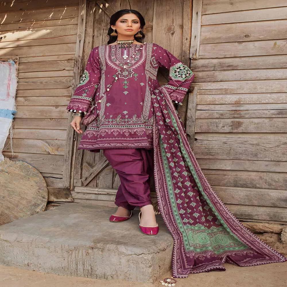 3PC Embroidered Lawn Unstitched Printed Suit With Denting Lawn Dupatta DN-32072 B by Gul Ahmed