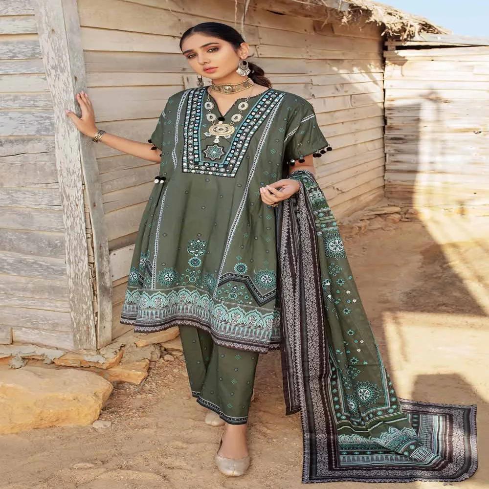 3PC Embroidered Lawn Unstitched Printed Suit With Denting Lawn Dupatta DN-32073 A by Gul Ahmed