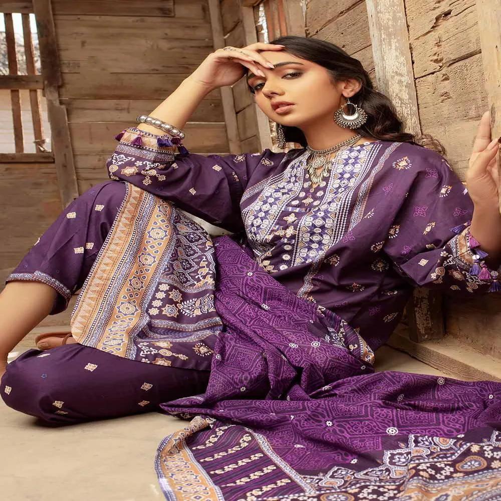 3PC Embroidered Lawn Unstitched Suit With Denting Lawn Dupatta DN-32075 A by Gul Ahmed