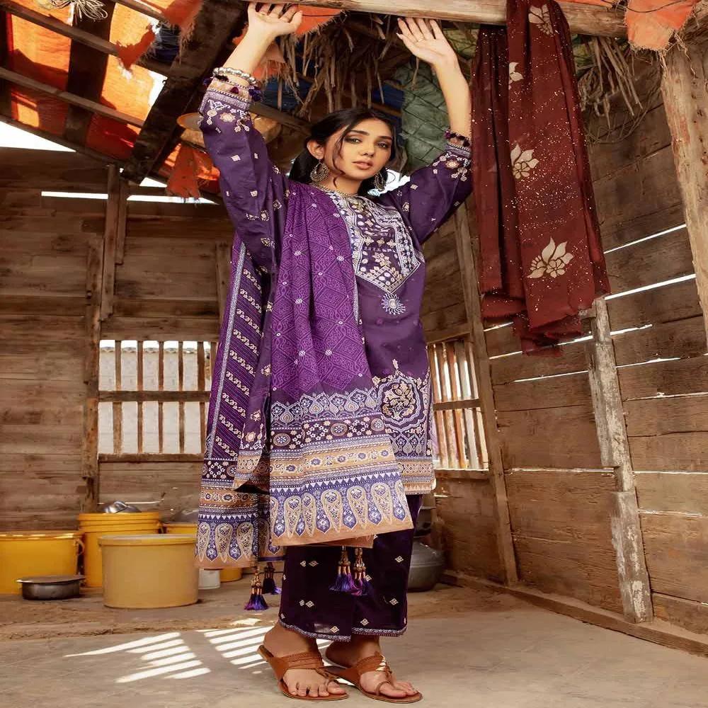 3PC Embroidered Lawn Unstitched Suit With Denting Lawn Dupatta DN-32075 A by Gul Ahmed