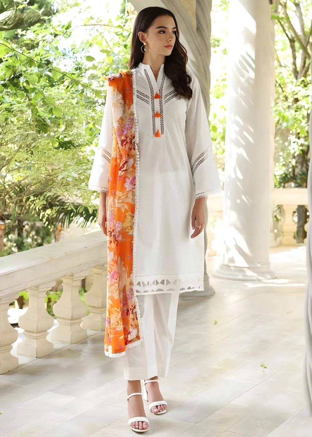 3PC Lawn Unstitched Digital Printed Crochet Lace Suit With Denting Dupatta DN-32057 by Gul Ahmed
