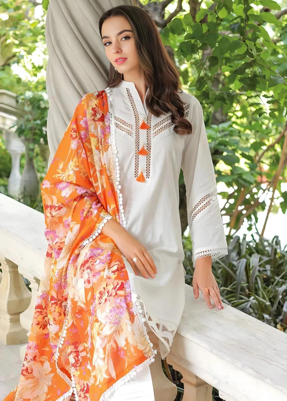 3PC Lawn Unstitched Digital Printed Crochet Lace Suit With Denting Dupatta DN-32057 by Gul Ahmed