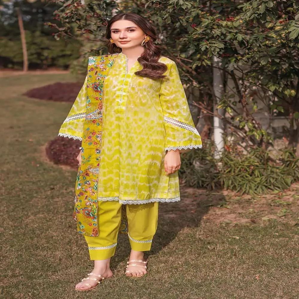 3PC Lawn Unstitched Suit With Laces and Digital Printed Denting Lawn Dupatta DN-32064 by Gul Ahmed