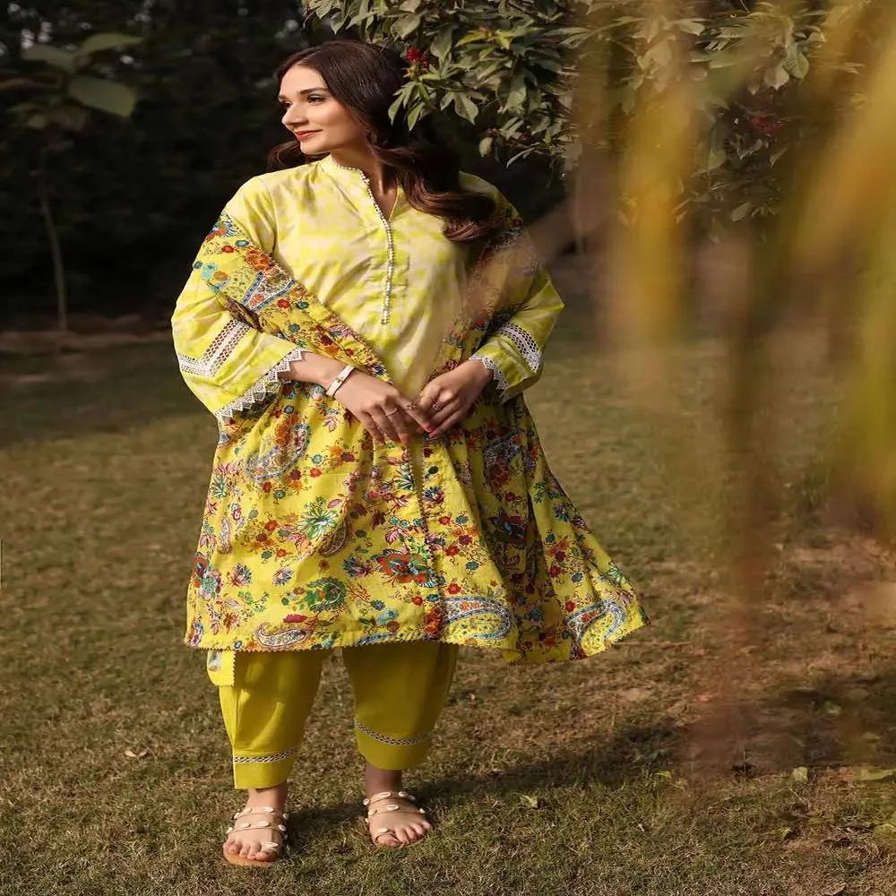 3PC Lawn Unstitched Suit With Laces and Digital Printed Denting Lawn Dupatta DN-32064 by Gul Ahmed