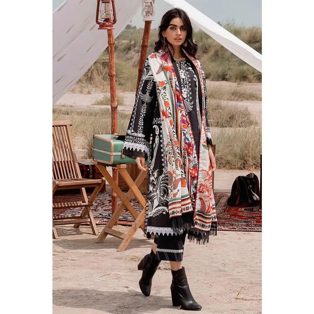 3PC Unstitched Corduroy Suit with Printed Cotton Net Dupatta CD-12009 B by Gul Ahmed PK