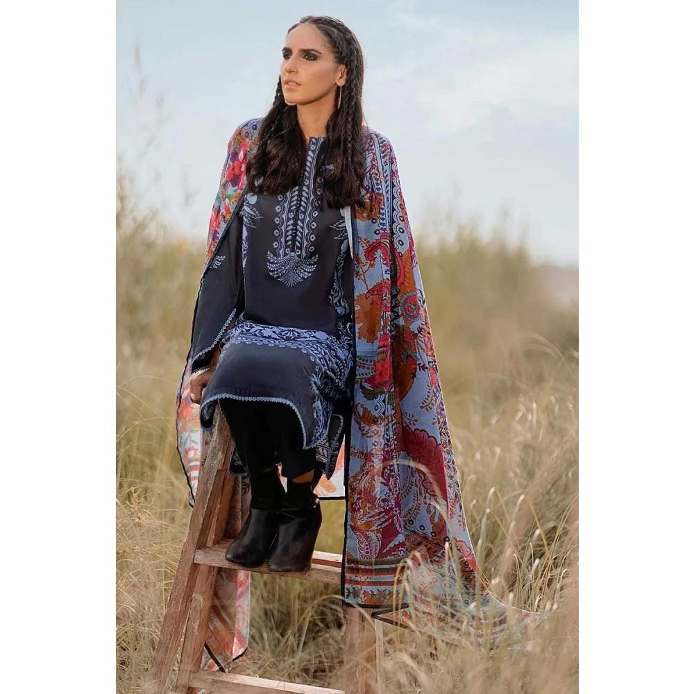 3PC Unstitched Corduroy Suit with Printed Cotton Net Dupatta CD-12009 A by Gul Ahmed PK