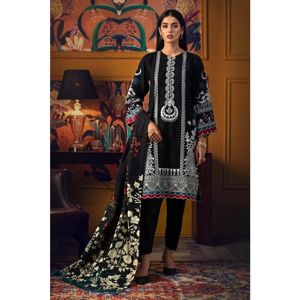3PC Unstitched Embroidered Khaddar Suit with Digital Printed Khaddar Dupatta K-12015 - Gul Ahmed Ideas Winter Collection