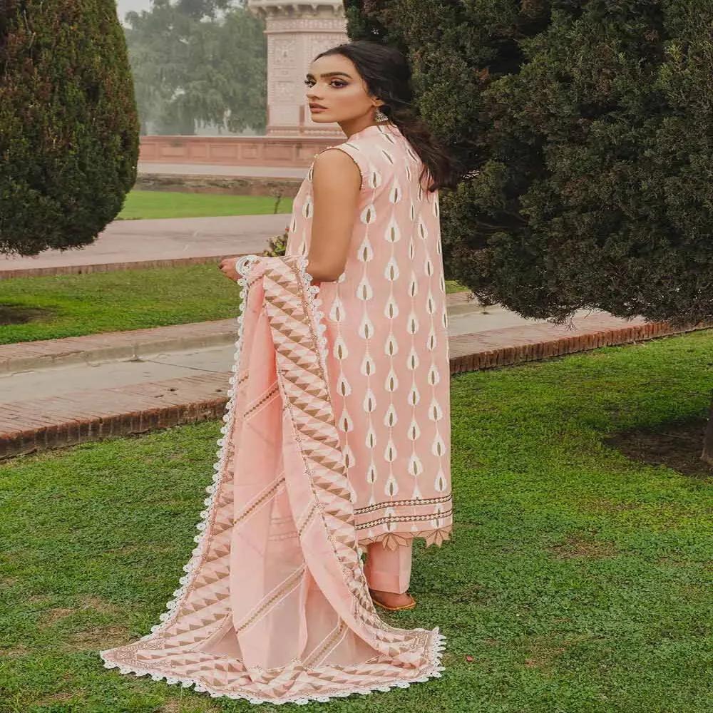 3PC Unstitched Gold & Lacquer Printed Swiss Dobby Suit with Chiffon Dupatta FE-22037 - by Gul Ahmed