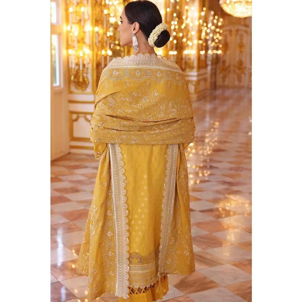 3PC Unstitched Jacquard Embroidered Suit with Paper Cotton Dupatta PRW-22004 | Pre Wedding Collection by Gul Ahmed