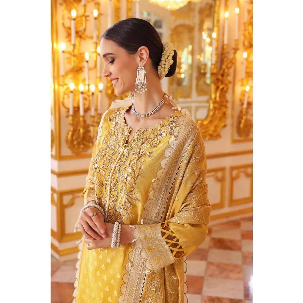 3PC Unstitched Jacquard Embroidered Suit with Paper Cotton Dupatta PRW-22004 | Pre Wedding Collection by Gul Ahmed