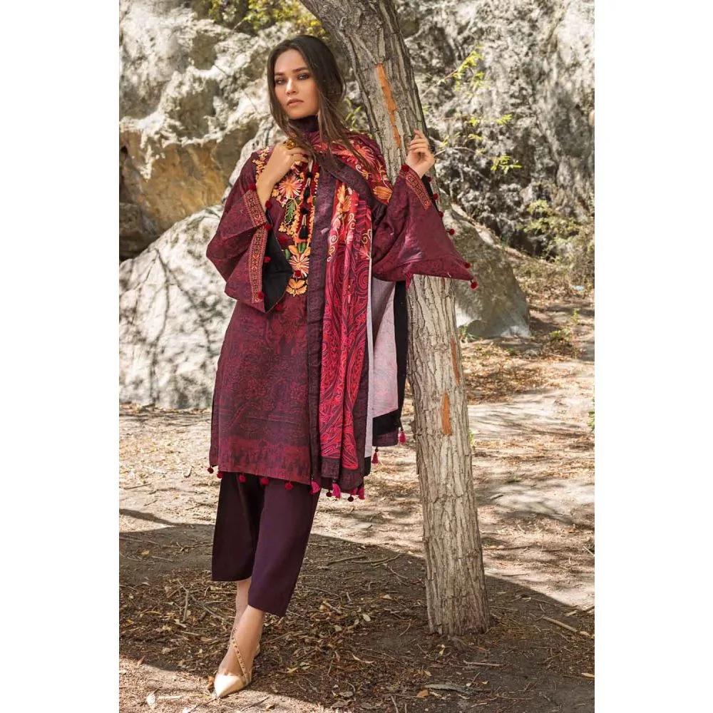3PC Unstitched Khaddar Embroidered Suit With Linen Shawl Dupatta PVS-12010 - Gul Ahmed