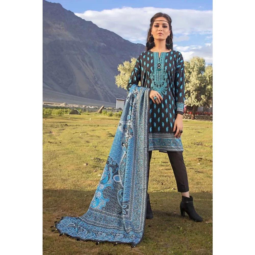 3PC Unstitched Khaddar Embroidered Suit With Poly Viscose Dupatta PVS-12013 - Gul Ahmed