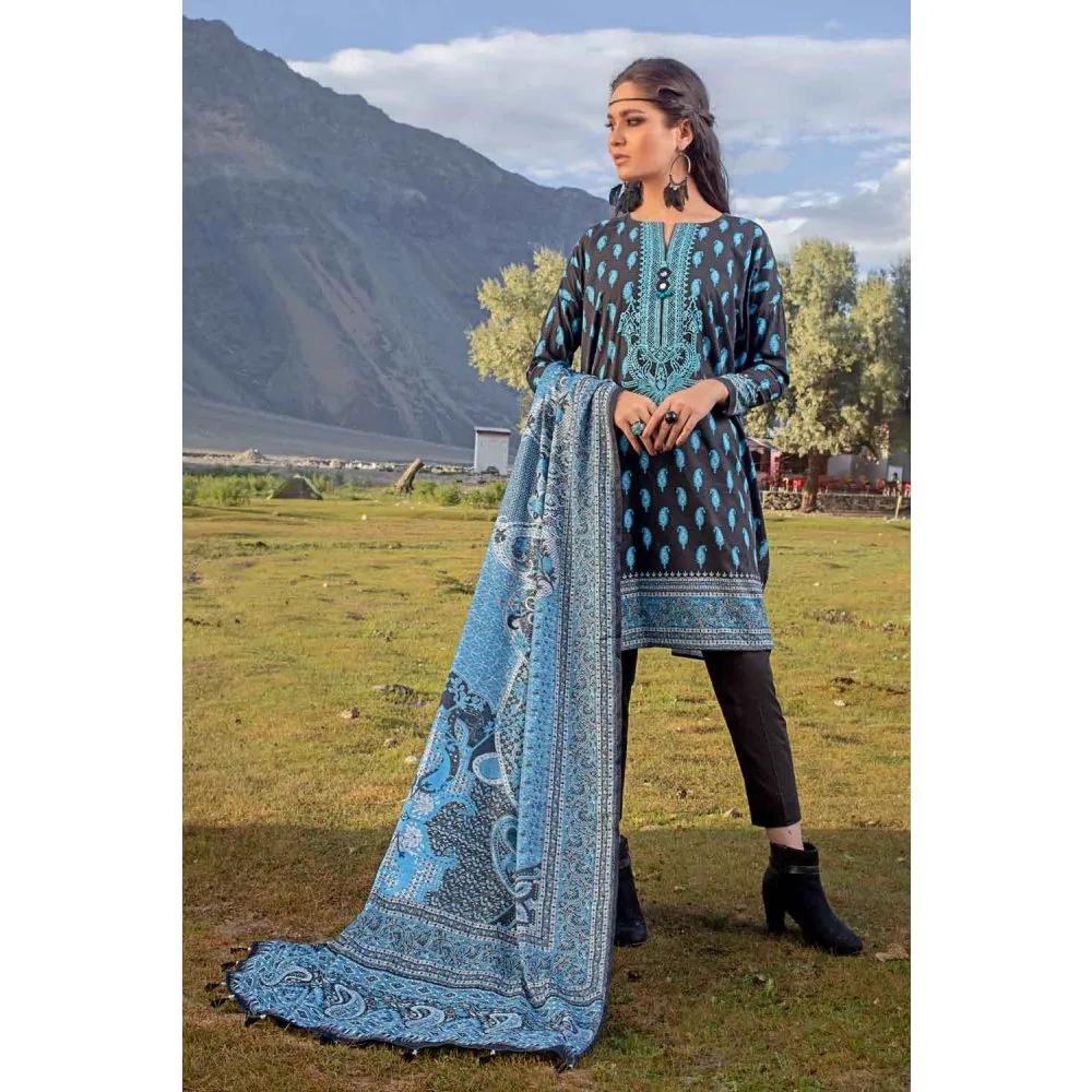 3PC Unstitched Khaddar Embroidered Suit With Poly Viscose Dupatta PVS-12013 - Gul Ahmed