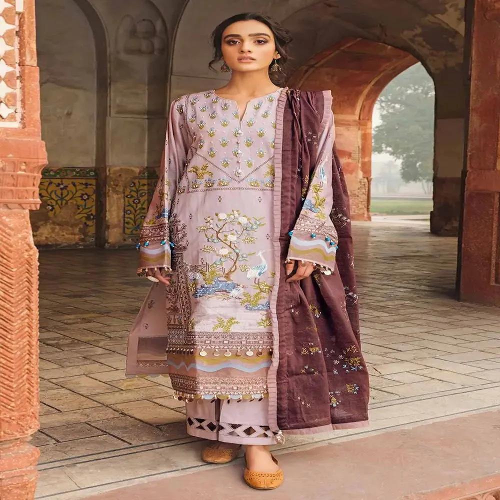 3PC Unstitched Lawn Embroidered Suit with Paper Cotton Dupatta FE-12013 by Gul Ahmed