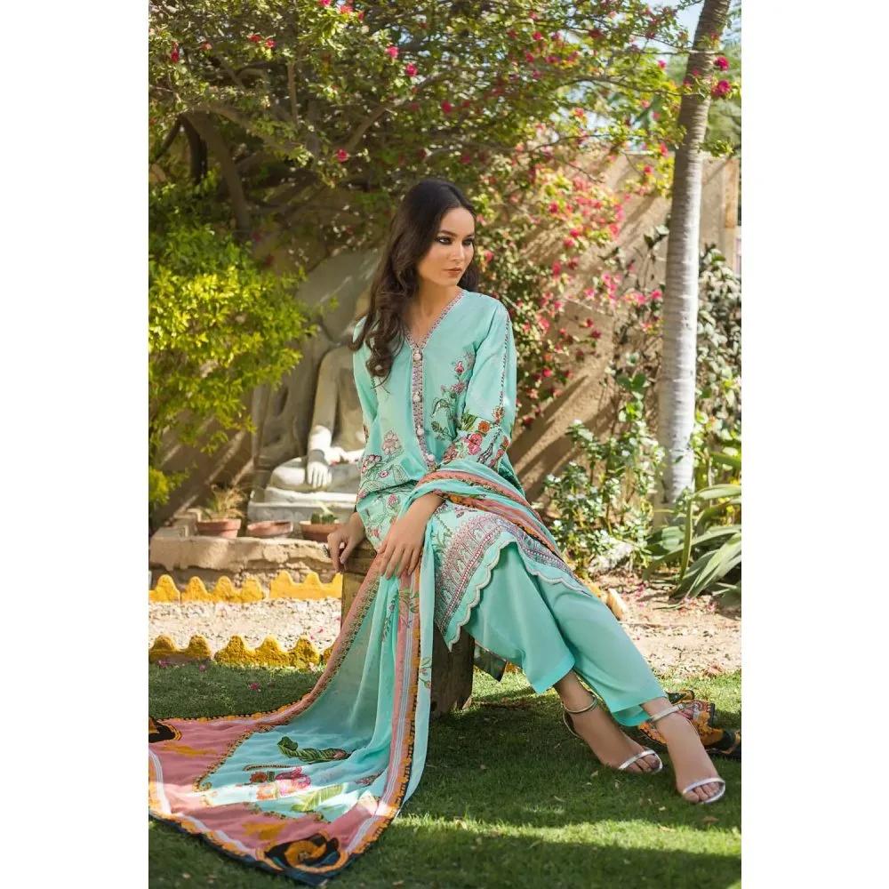 3PC Unstitched Printed Embroidered Lawn Suit With Digital Printed Chiffon Dupatta BM-175 by Gul Ahmed