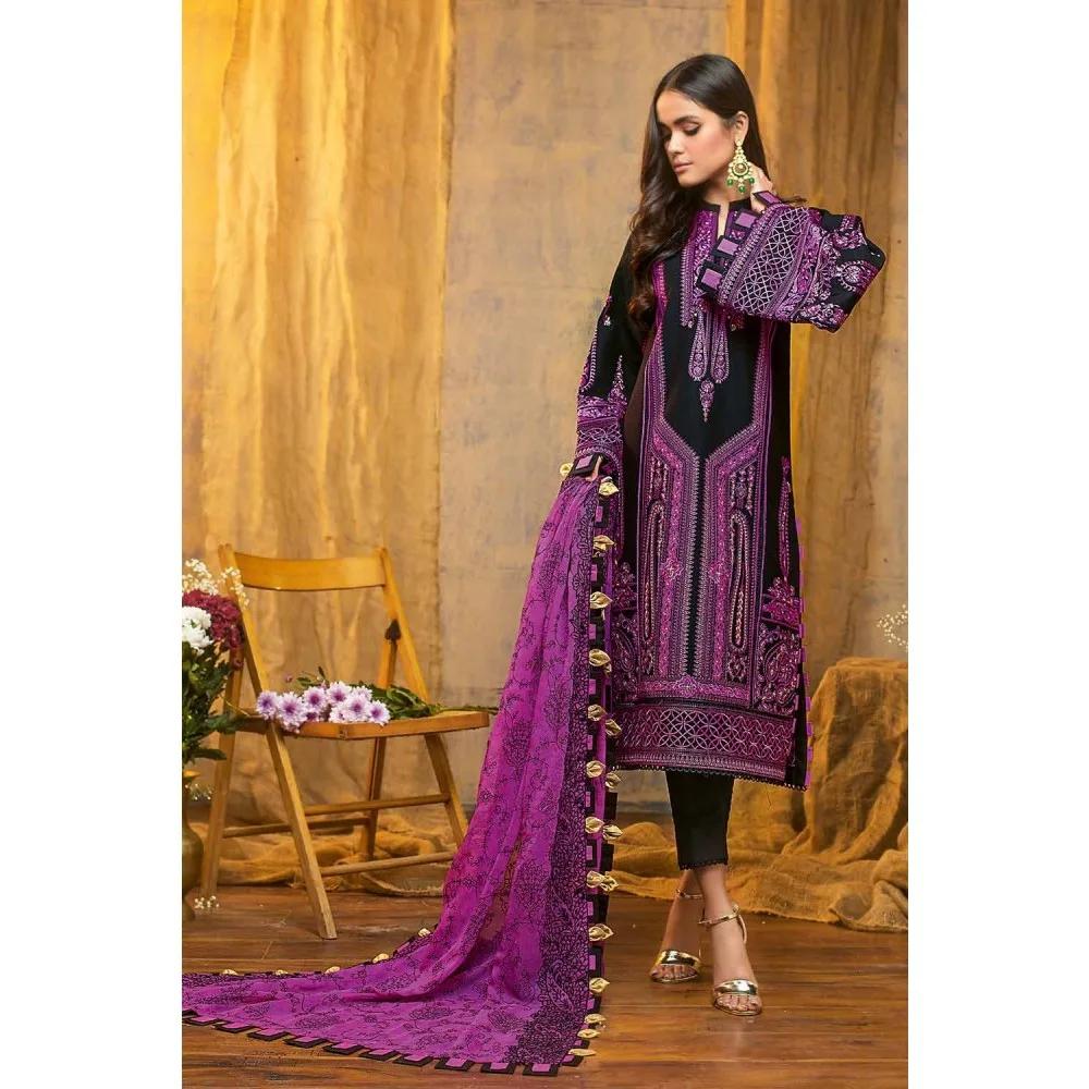 3PC Unstitched Zari Lawn Suit With Chiffon Dupatta PM-380 by Gul Ahmed