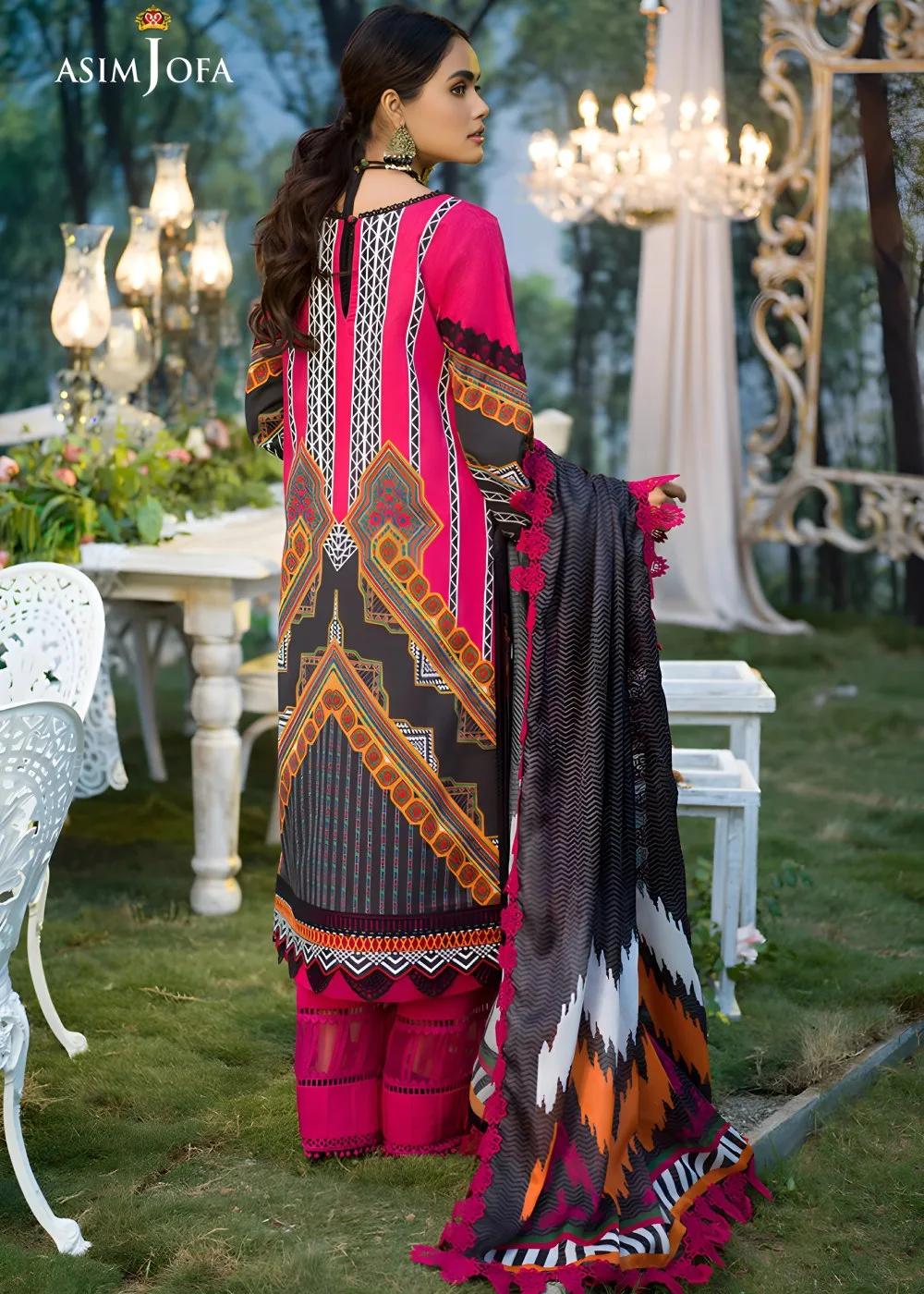 Asim Jofa 2-Piece Printed Unstitched Lawn with Embroidered Neckline on Organza Shirt with Printed Tennis Net Dupatta – AJPR-20