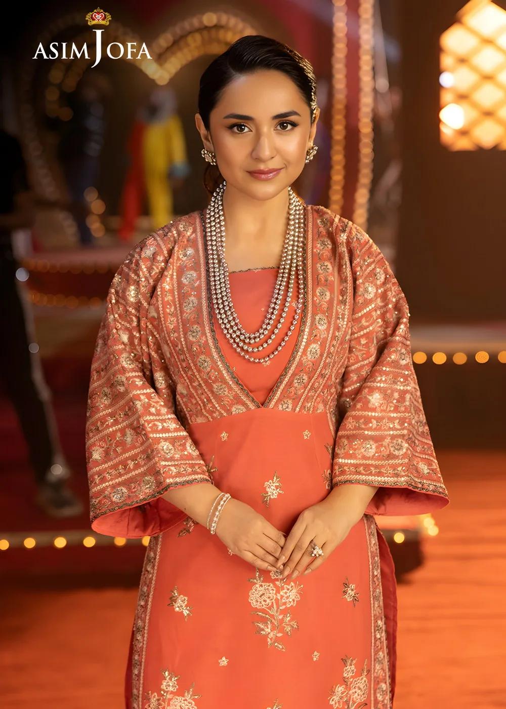 Asim Jofa 2-Piece Unstitched Luxury Embroidered Chiffon Shirt with Luxury Silk Trouser AJLFF-14