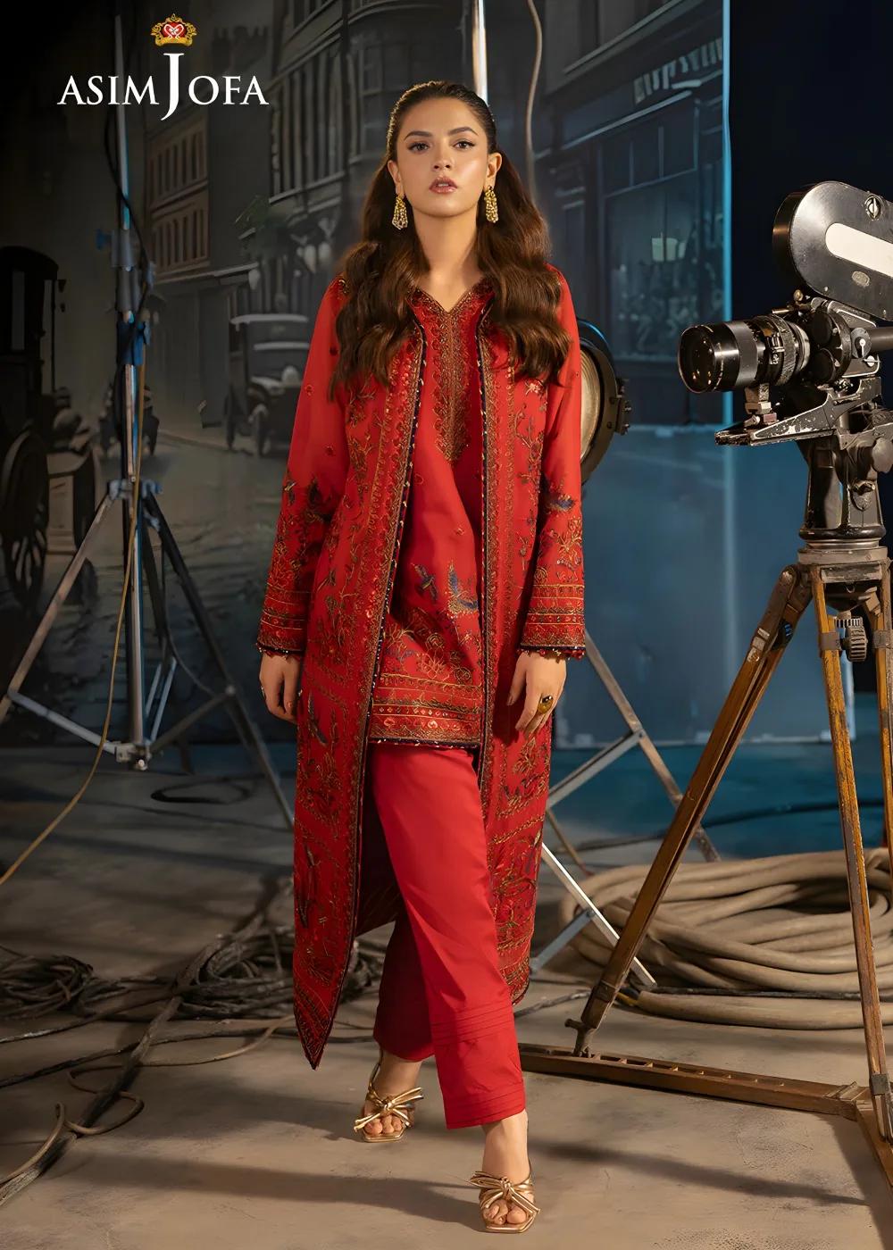 Asim Jofa 2-Piece Unstitched Luxury Embroidered Paper Cotton with Luxury Embroidered Silk Trouser AJLFF-12