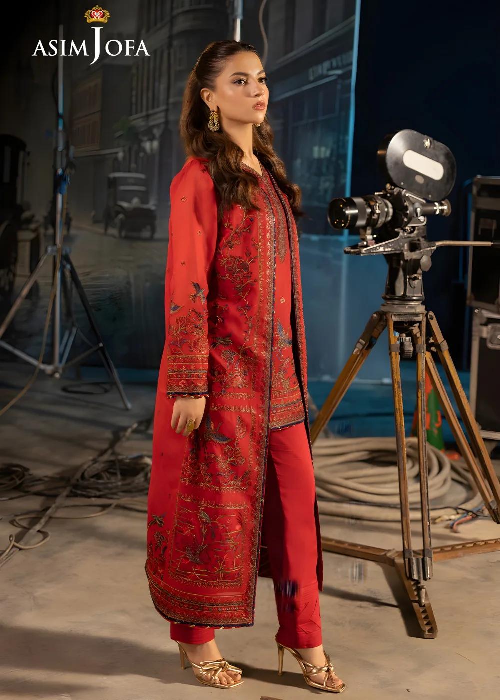 Asim Jofa 2-Piece Unstitched Luxury Embroidered Paper Cotton with Luxury Embroidered Silk Trouser AJLFF-12