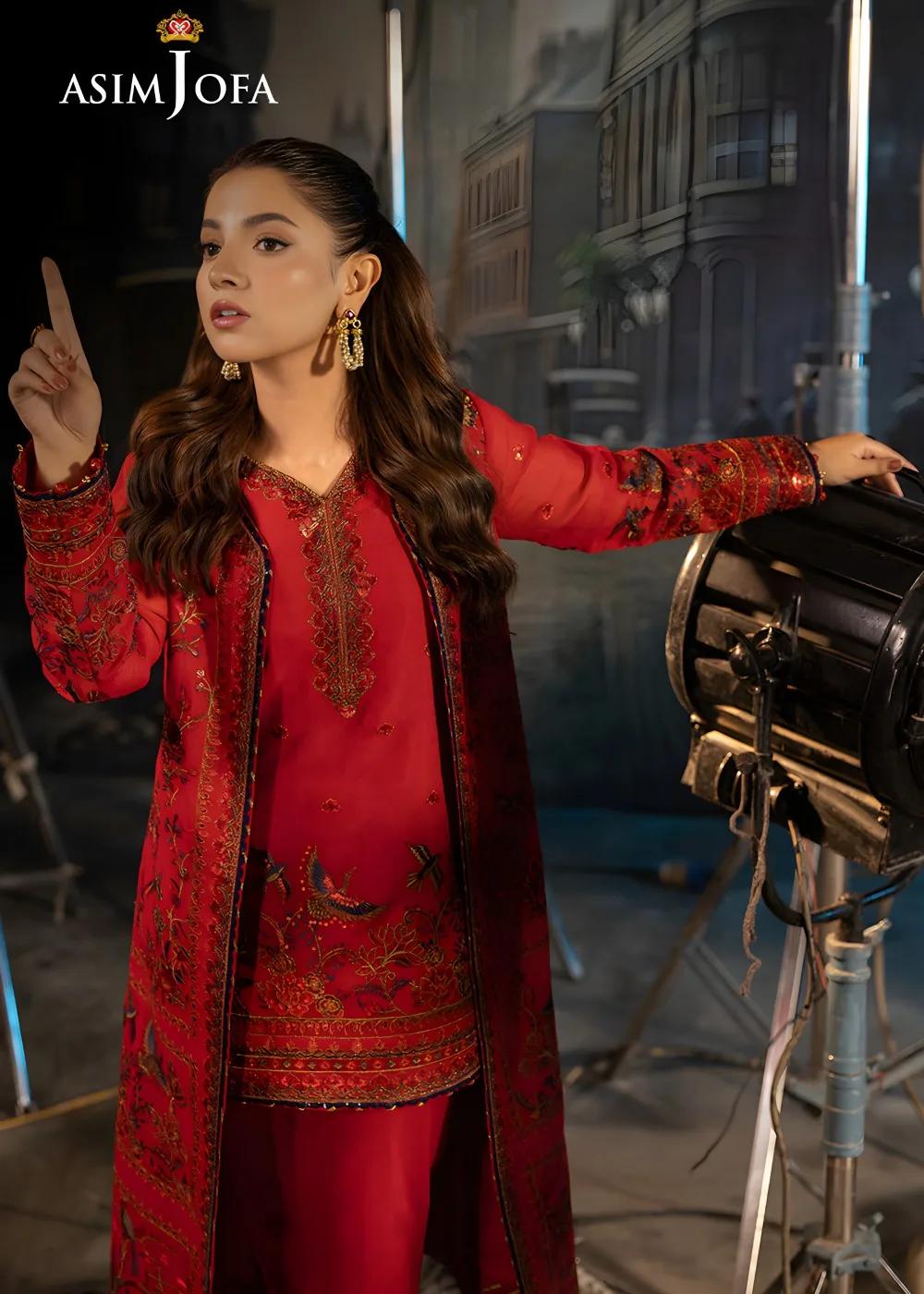 Asim Jofa 2-Piece Unstitched Luxury Embroidered Paper Cotton with Luxury Embroidered Silk Trouser AJLFF-12
