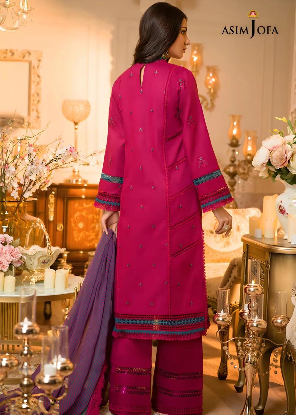 Asim Jofa 3-Piece Embroidered Unstitched Luxury Lawn Shirt with Printed Chiffon Dupatta – AJPR-16