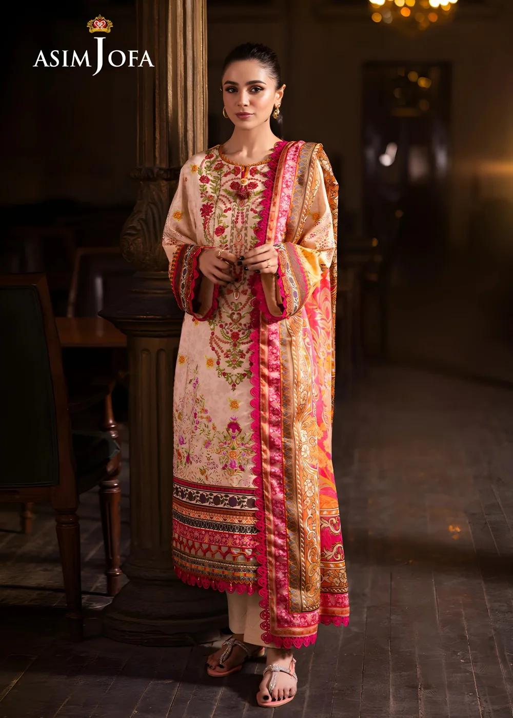 Asim Jofa 3-Piece Printed Embroidered Unstitched Luxury Lawn – AJUBJ-02