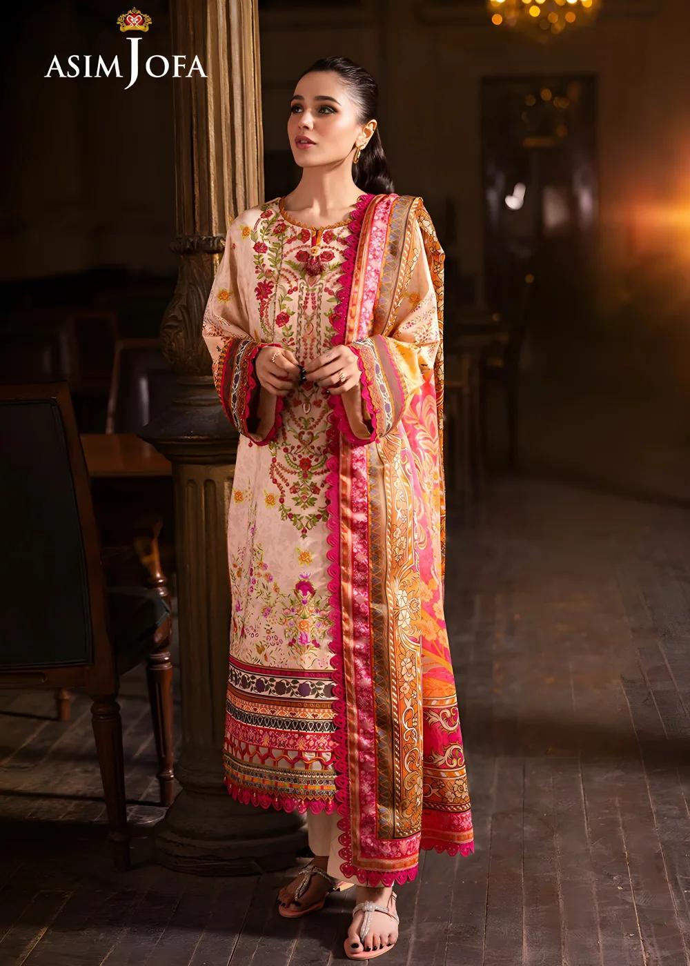 Asim Jofa 3-Piece Printed Embroidered Unstitched Luxury Lawn – AJUBJ-02