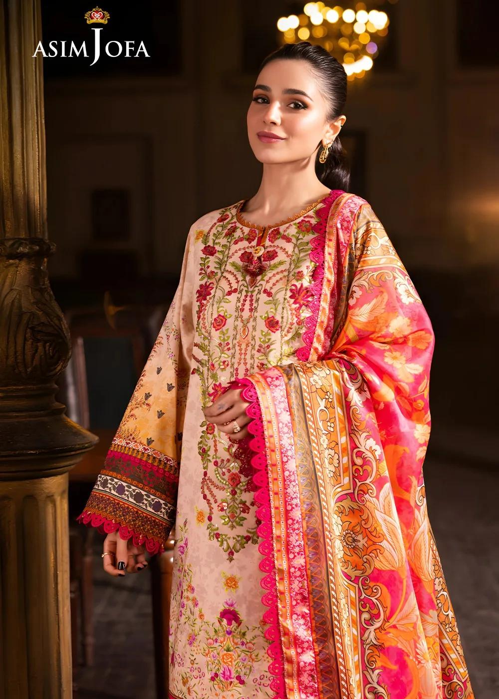 Asim Jofa 3-Piece Printed Embroidered Unstitched Luxury Lawn – AJUBJ-02