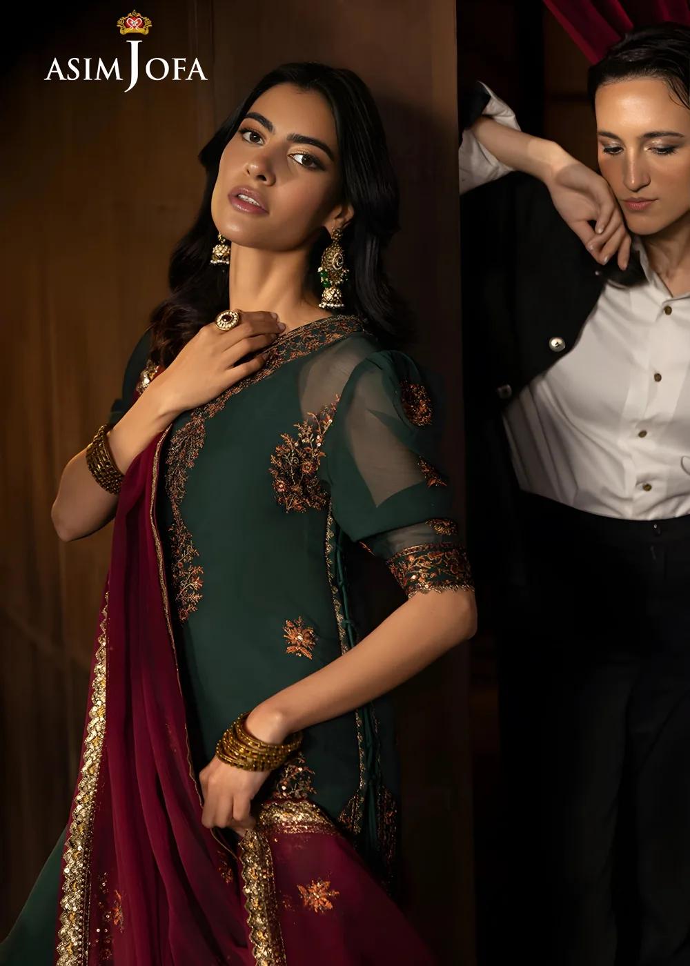 Asim Jofa 3-Piece Unstitched Embroidered Luxury Chiffon Shirt with Embroidered Luxury Chiffon Dupatta AJLFF-02