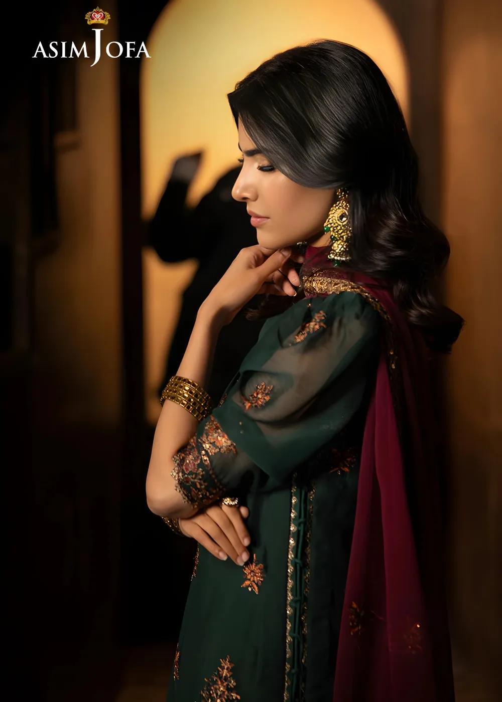 Asim Jofa 3-Piece Unstitched Embroidered Luxury Chiffon Shirt with Embroidered Luxury Chiffon Dupatta AJLFF-02