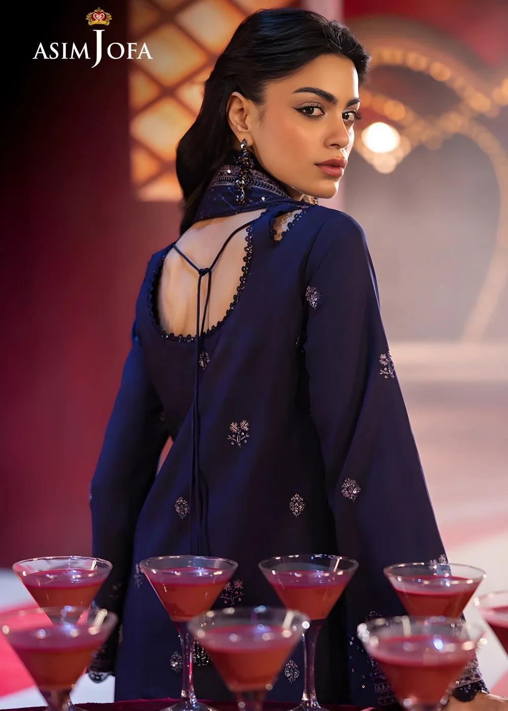 Asim Jofa 3-Piece Unstitched Embroidered Luxury Silk Shirt with Embroidered Luxury Chiffon Dupatta AJLFF-03