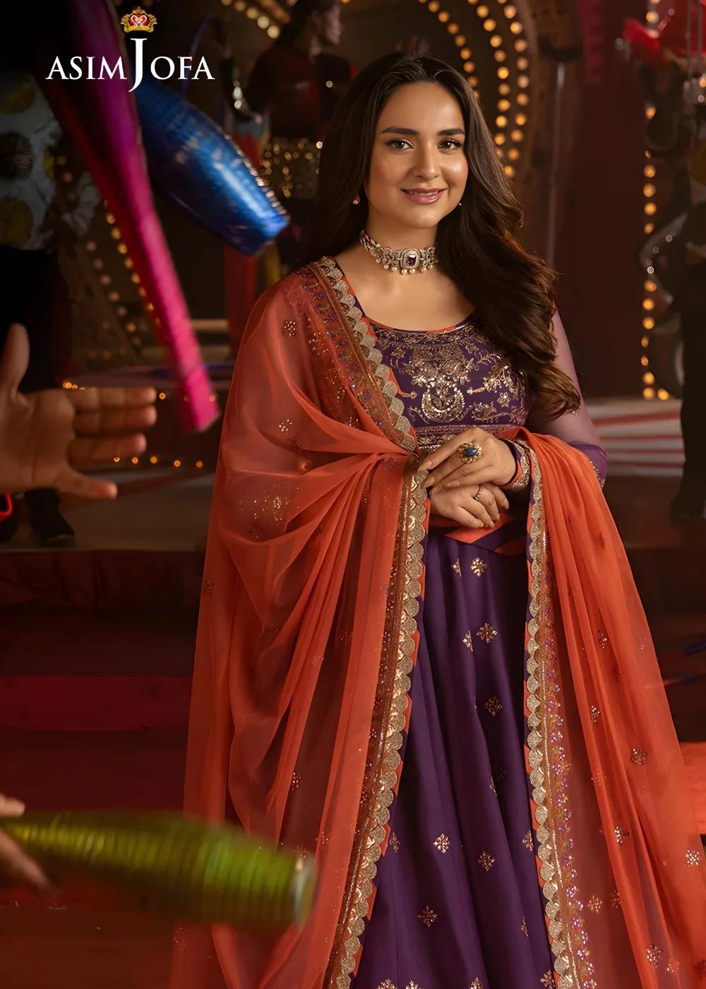 Asim Jofa 3-Piece Unstitched Embroidered Net Shirt with Embroidered Net Dupatta AJLFF-01