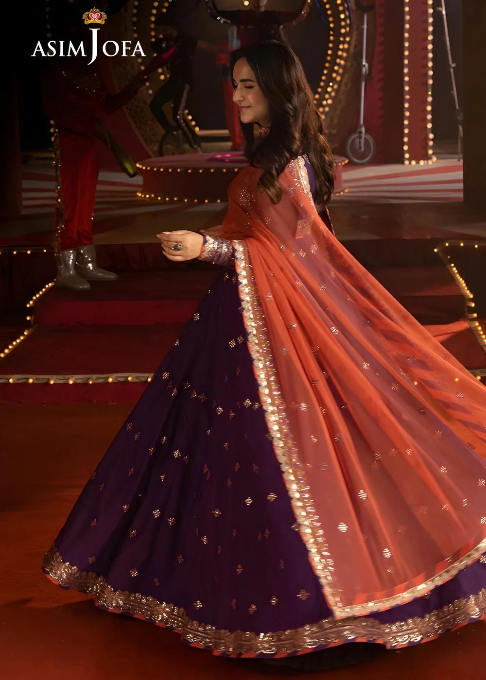 Asim Jofa 3-Piece Unstitched Embroidered Net Shirt with Embroidered Net Dupatta AJLFF-01