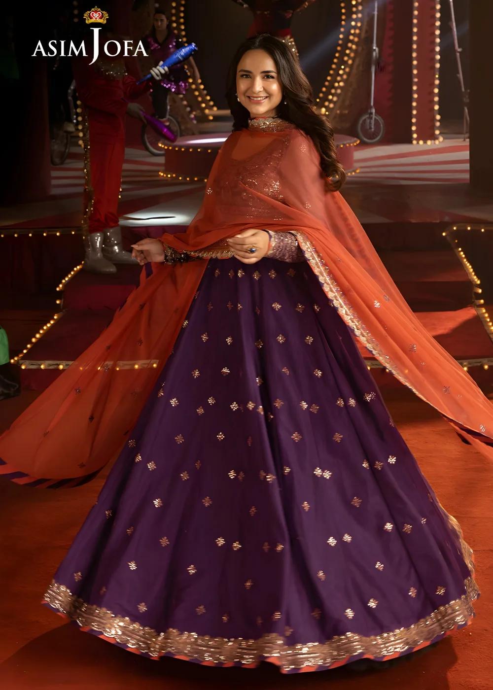 Asim Jofa 3-Piece Unstitched Embroidered Net Shirt with Embroidered Net Dupatta AJLFF-01