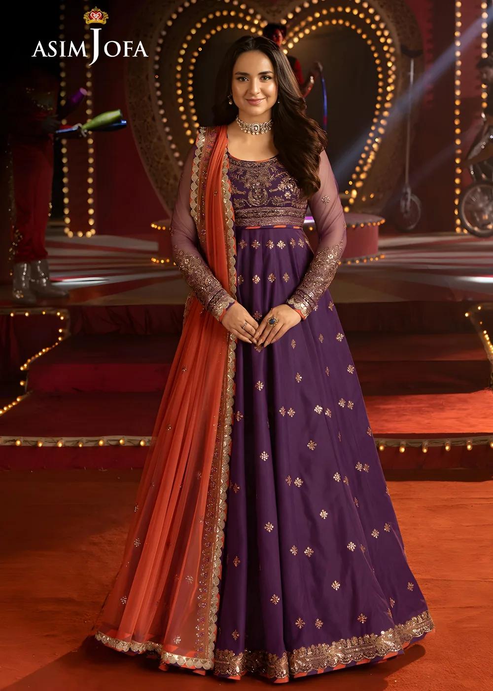 Asim Jofa 3-Piece Unstitched Embroidered Net Shirt with Embroidered Net Dupatta AJLFF-01