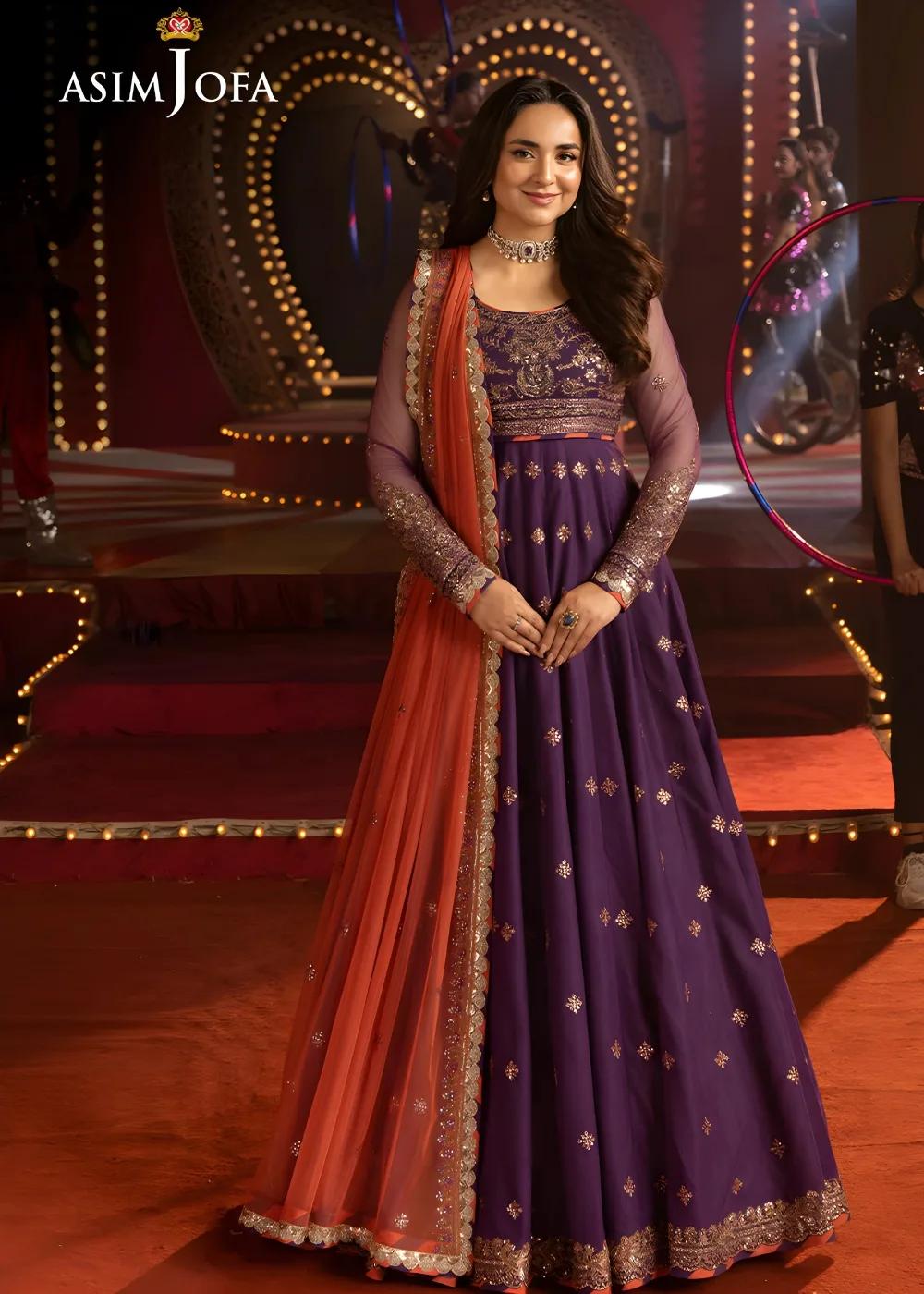 Asim Jofa 3-Piece Unstitched Embroidered Net Shirt with Embroidered Net Dupatta AJLFF-01